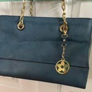 Blue Bueno Purse, with Gold Accents